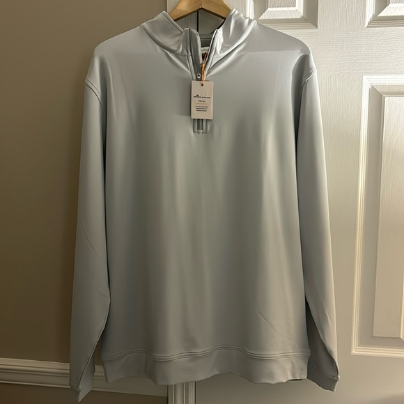 NWT Peter Millar Perth Performance Quarter-Zip light grey XL - Picture 3 of 4